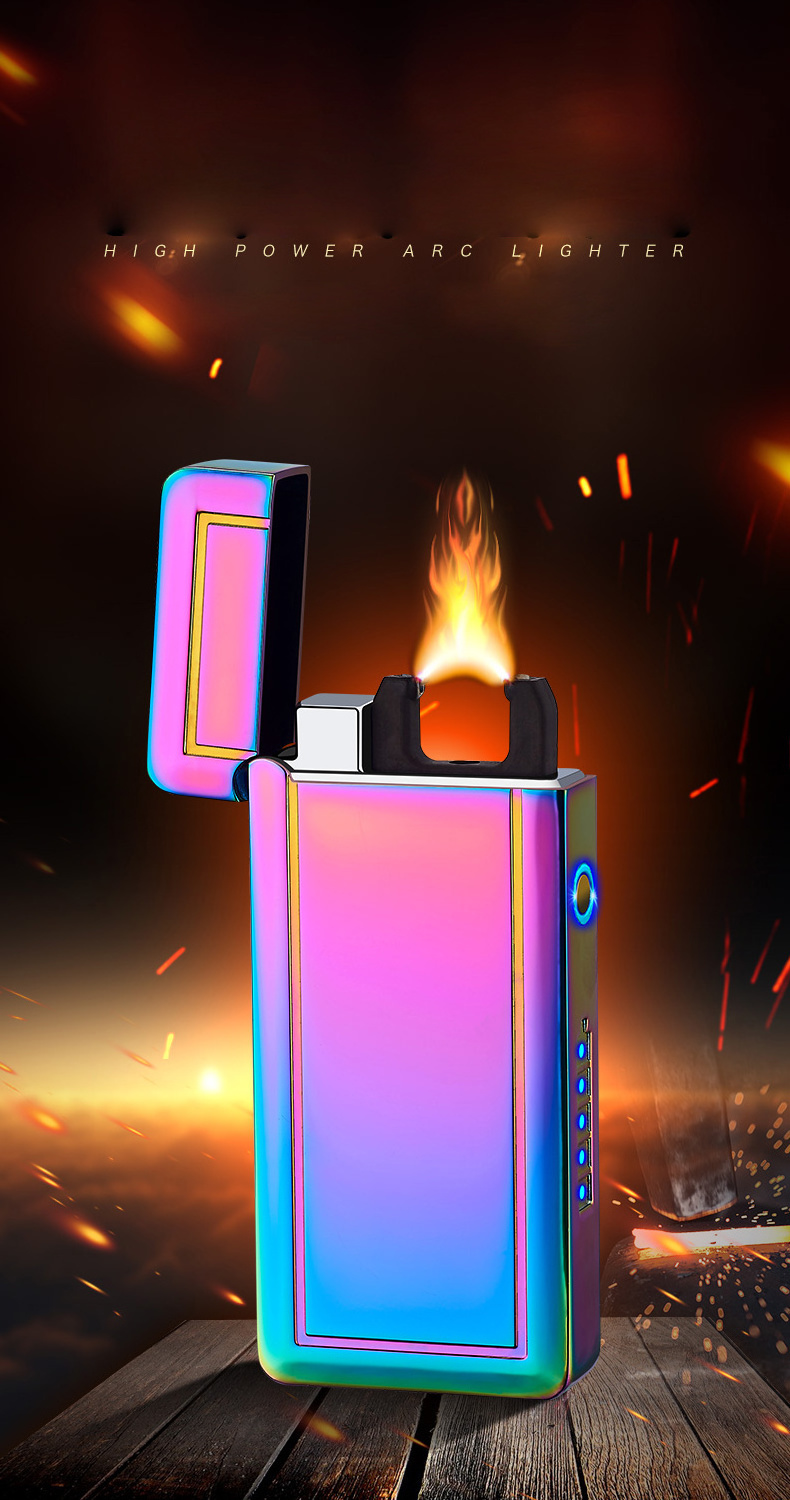 Electric Double Arc Lighter USB Plasma Rechargeable Lighter with LED Battery Indicator ,Can Igniter Cigar