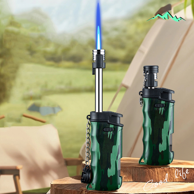 DEBANG 2024 outdoors windproof lighter with flexible pipe visible air tank and safe lock for outdoors camping and kitchen