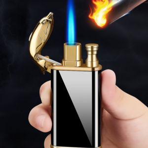 DEBANG Creativity Frosted Crocodile/dragon Lighter Refilling Metal OEM Butane Double Flame Cigarette Lighter