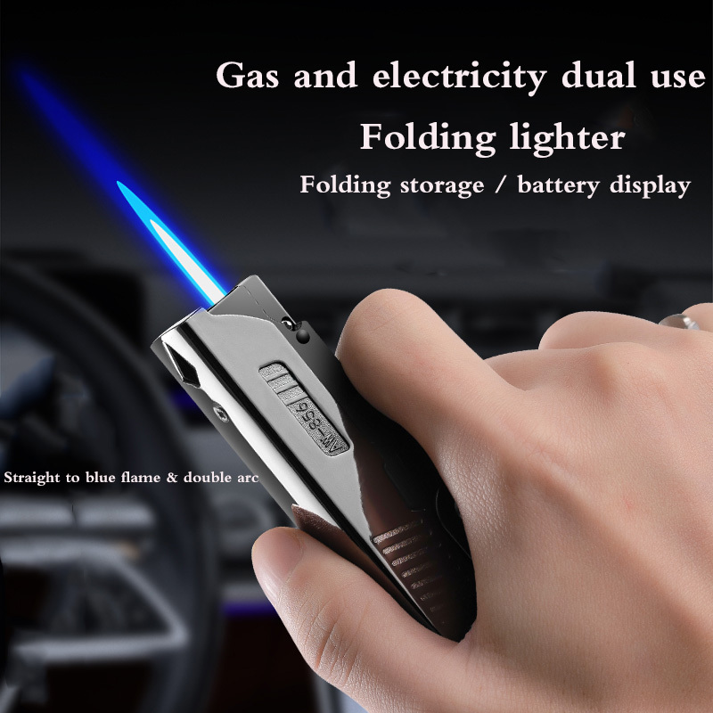 DEBANG Pistol  Torch Lighter 2 in 1 Double Jet Flame Torch with USB Lighter Cool Folding Pocket Lighter