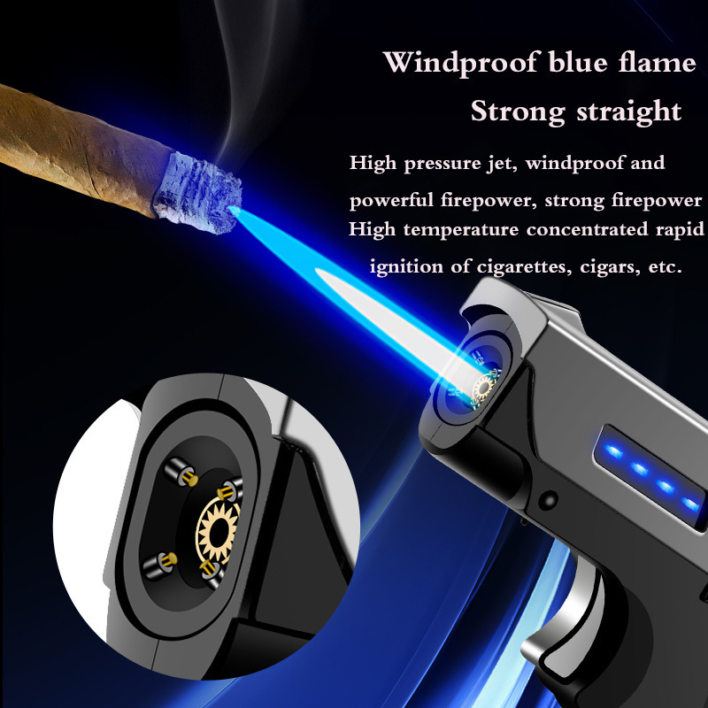 DEBANG Pistol  Torch Lighter 2 in 1 Double Jet Flame Torch with USB Lighter Cool Folding Pocket Lighter