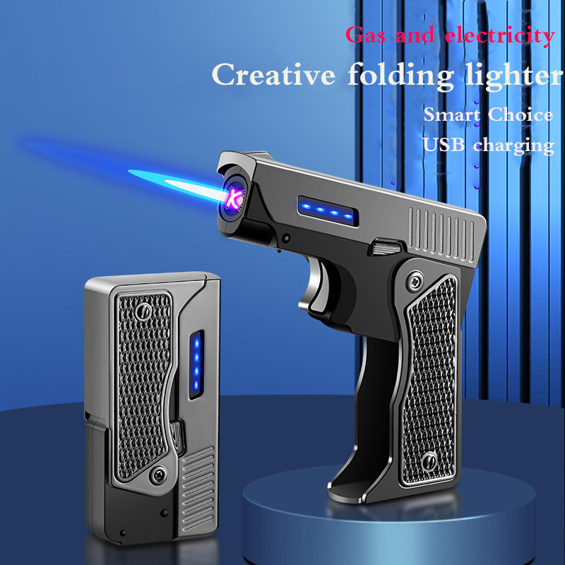 DEBANG 2024 Pistol gas-electric dual-use lighter foldable gas cigar torch lighter