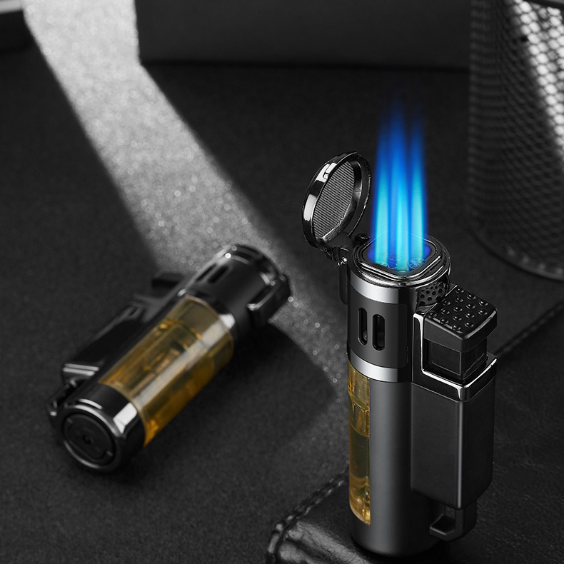 DEBANG High Quality  4 Jet Cigar Torch Butane Lighters  ,Strong Flame  Gun Butane Welding Torch Lighter for Camping