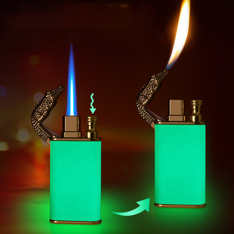 DEBANG torch lighter Dual Flame Cigarette Lighter Creative New Dragon Crocodile Design Windproof Gas Pipe Refillable Custom Logo