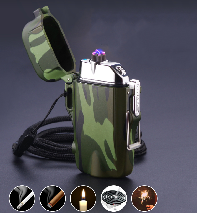 DEBANG waterproof usb lighter multicolor with double arc and powerful flashlight for outdoor using