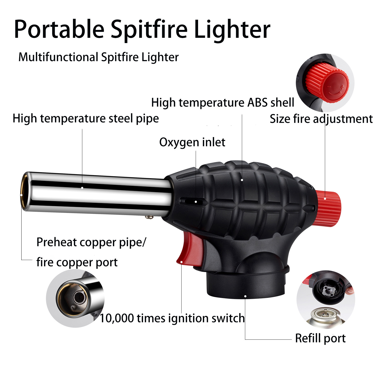 DEBANG portable gas blow torch  propane butane  1300 - degree heat welding cutting torch flamethrower