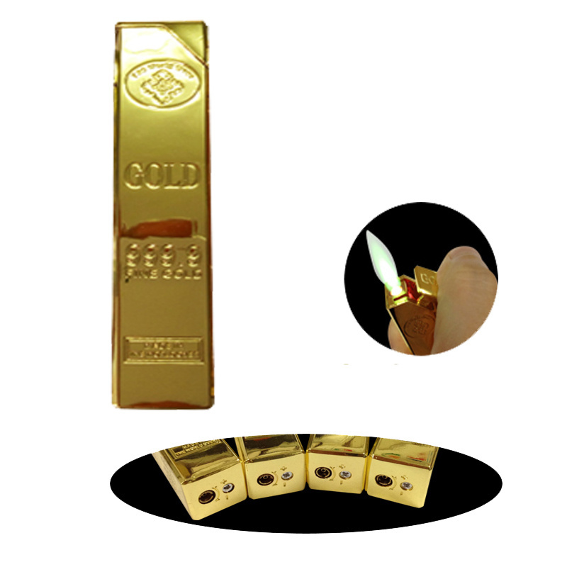 DB-766B Metal Long Slim Gold Bar Shape Lighter/ Gas Refillable Windproof Lighter/ Customized Cigarette Lighter