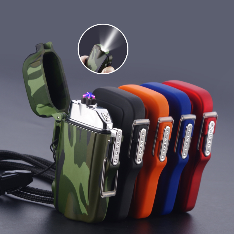 DEBANG waterproof usb lighter multicolor with double arc and powerful flashlight for outdoor using