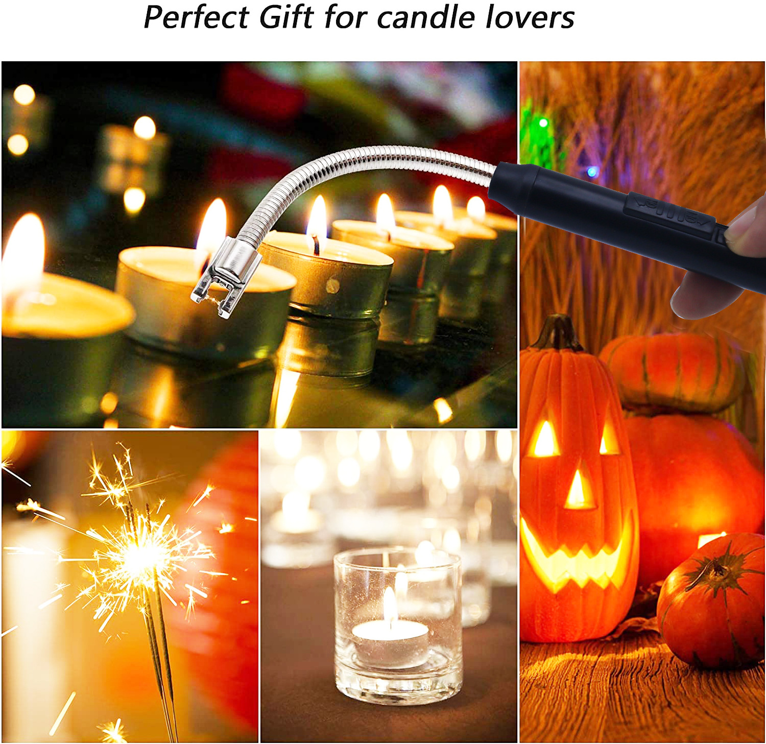 Rechargeable Flameless LED Button   electronic arc Candle lighter  for camping /Grill/Candle/BBQ with HOOK