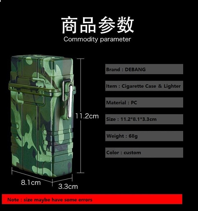 camouflage,Flameless,waterproof, USB coil lighter with cigarette case