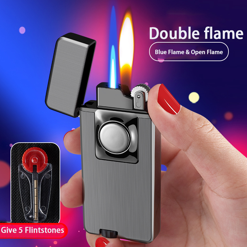 DEBANG Double Flame Lighter Open Flame Plus Windproof Straight Blue Flame Lighter Torch lighter