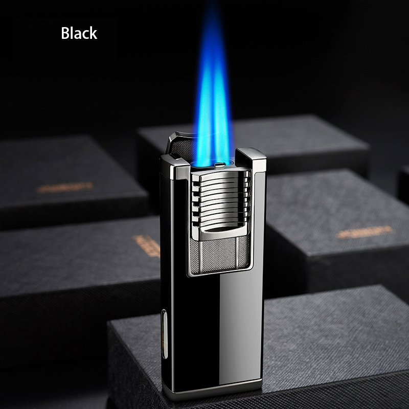 Debang Custom Fashionable jet torch lighter windproof blue powerful flame double fire gas cigarette lighter cigar lighter