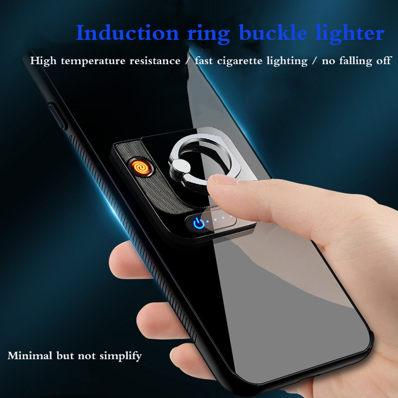 DEBANG USB lighter  Multifunctional Customizable Logo Mobile Phone Ring Holder rechargeable Electric USB  Lighter