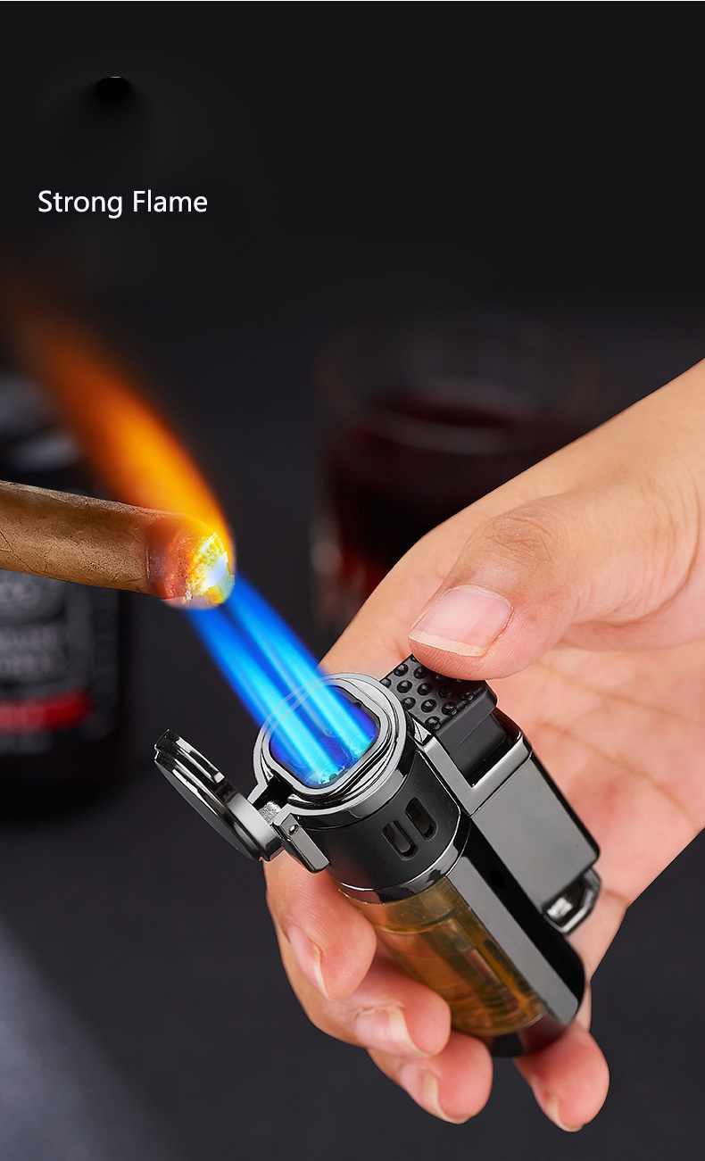 Big customized logo camping fire refillable butane gas refill color flame BBQ micro torch lighter