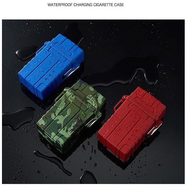 camouflage,Flameless,waterproof, USB coil lighter with cigarette case