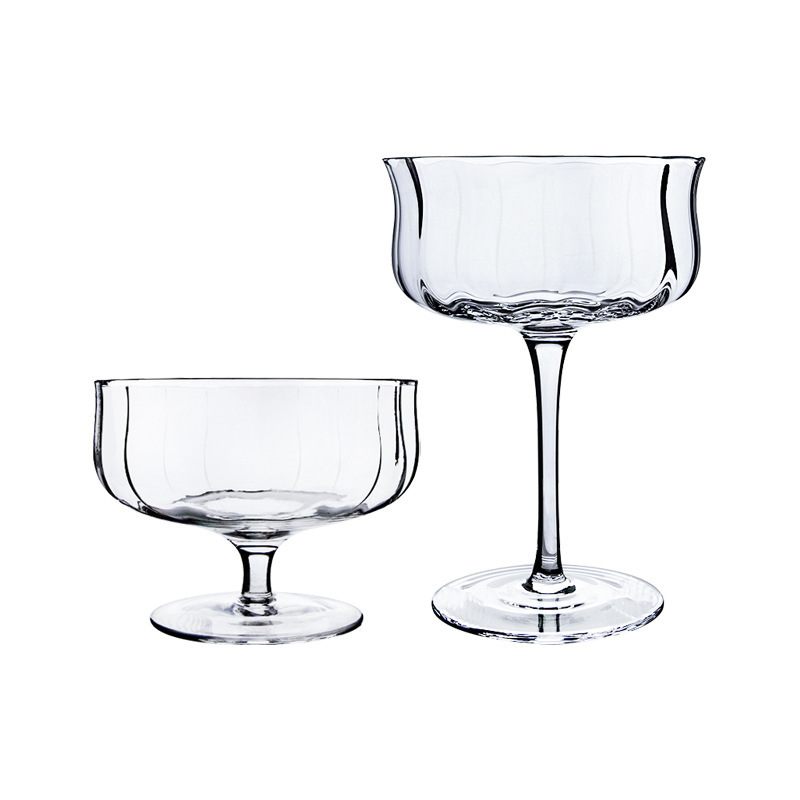 Luxury Bulk Drinking Glasses Crystal and Metal Goblets Classic Cocktail Cups and Ice Cream Glasses with Custom Logo