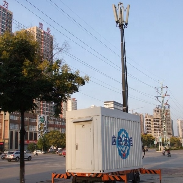 30m COW Cell On Wheels On Heavy Trailer Tower Communication Telescopic lattice Tower