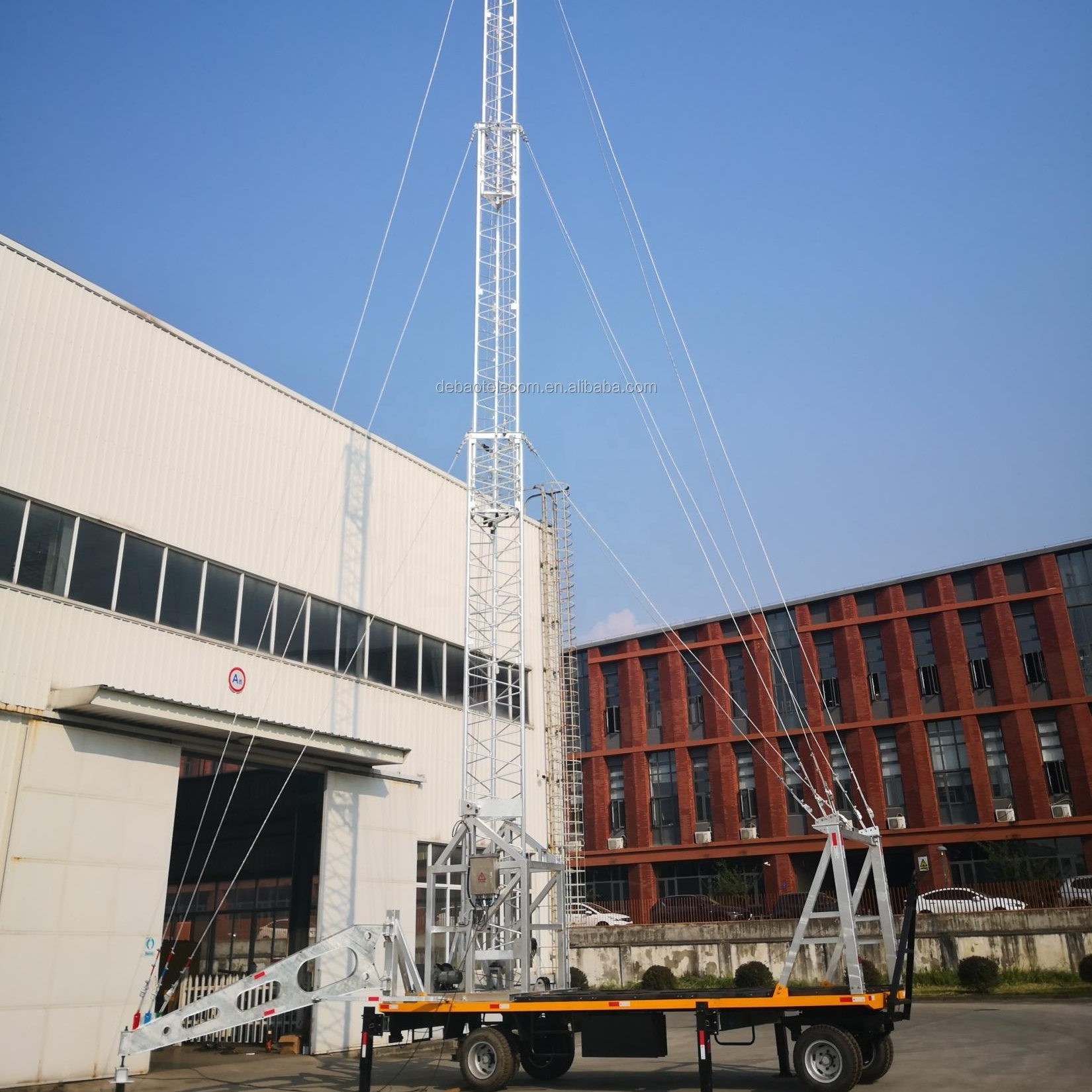 Portable Cell On Wheels On Heavy Tower Trailer