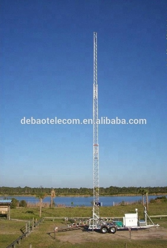 Cell on Wheels Communication Base Station Telescopic Telecom Mast