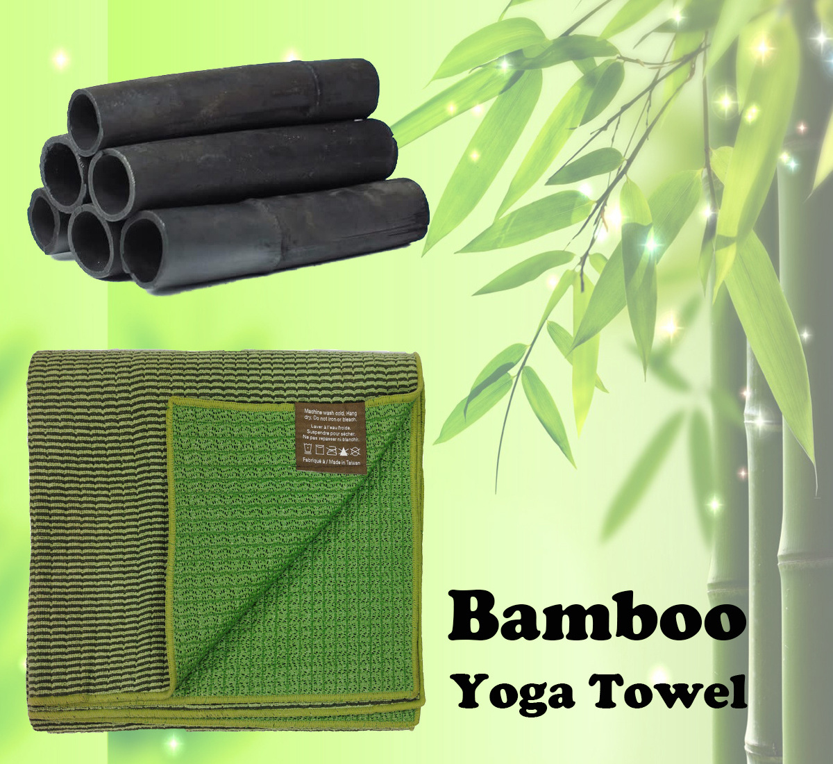 Eco Recyclable Biodegradable PVC Free Anti Slip Bamboo Yoga Towel Mat Good for Yoga, Pilates and Fitness