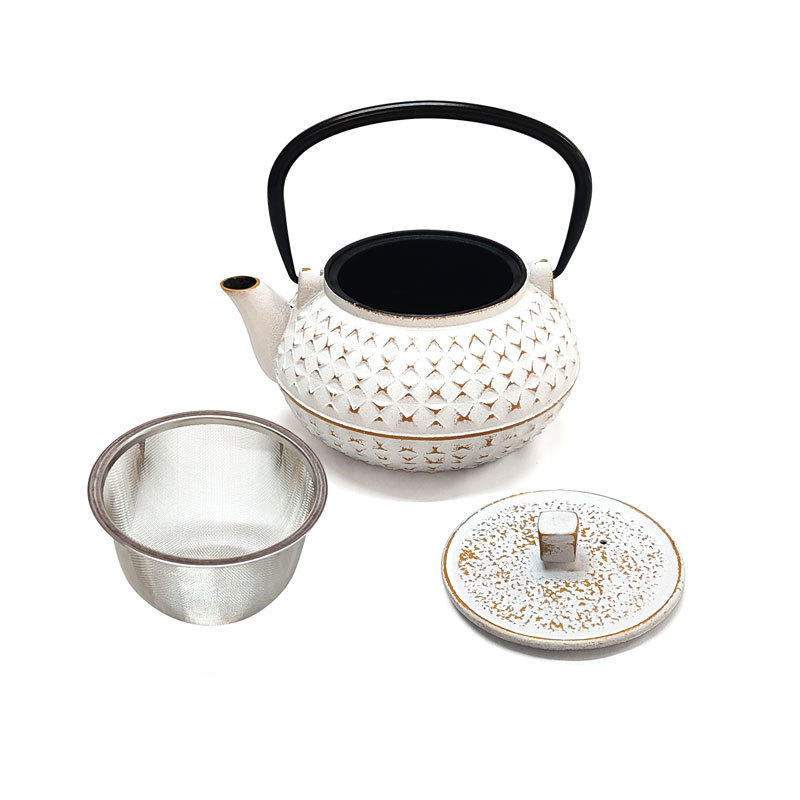 Teapot Cast Iron Japanese Tetsubin tea kettle with Infuser for Loose Leaf Tea Enameled Interior tea pot