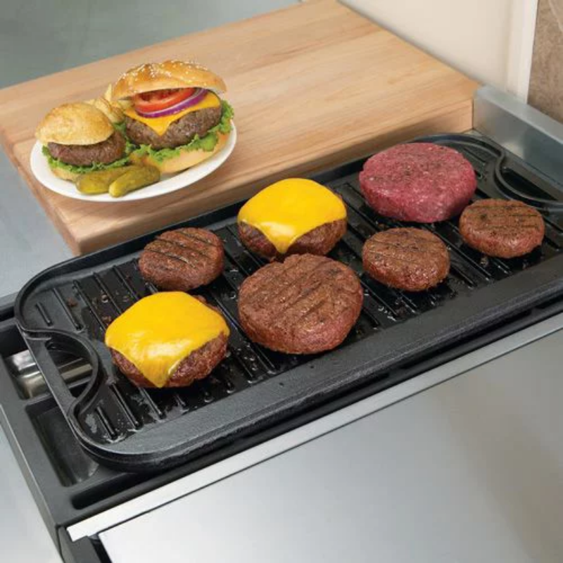 bbq cooker non stick basics pre-seasoned cast iron reversible grill/griddle pan