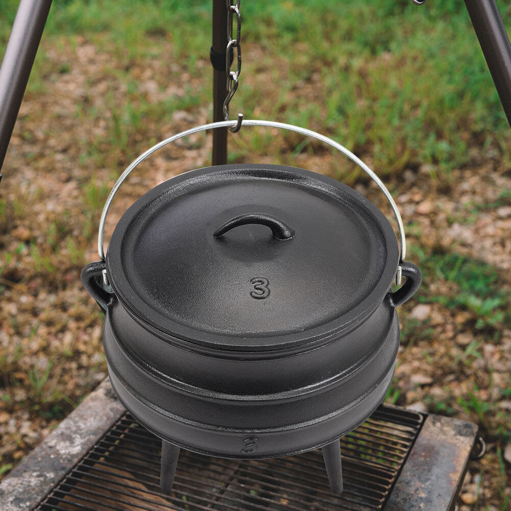 cauldron dutch oven stew soup south african potjiekos 3 legged cast iron potjie pot outdoor camping cook cast iron pot