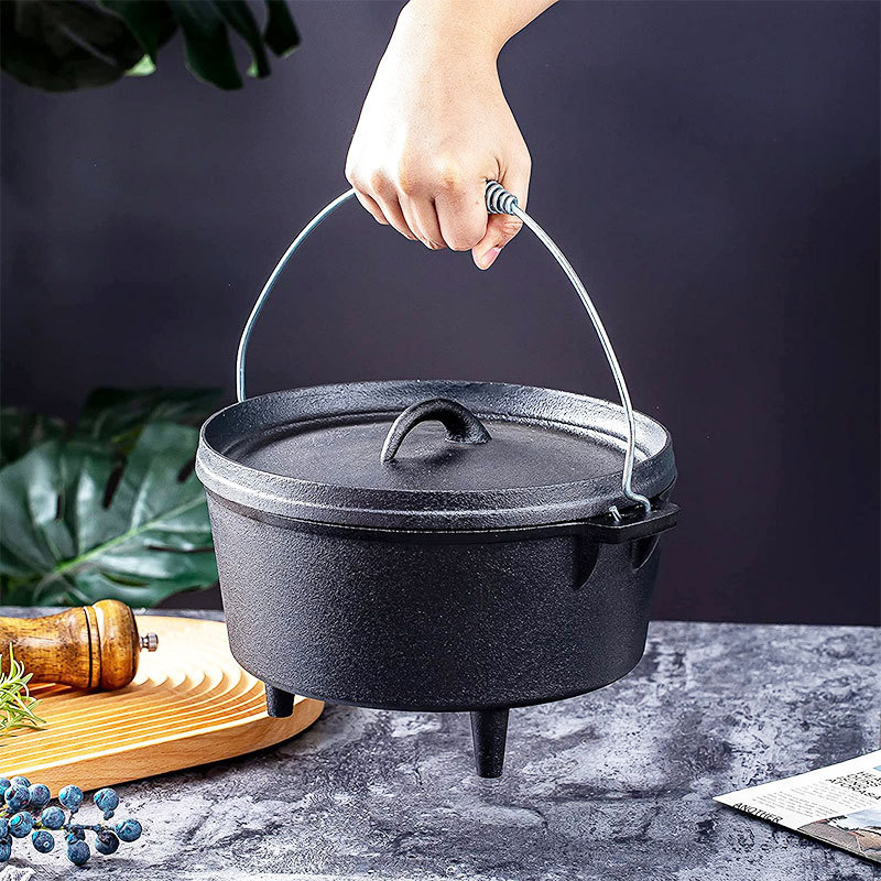 pre-seasoned cast iron dutch oven 3 legs cooking pots cast iron sets cookware casserole