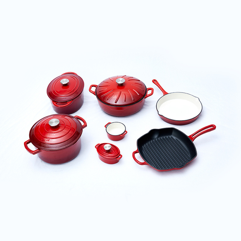 Cast Iron Enameled Pots And Pans Set Kitchen Multi Cookware