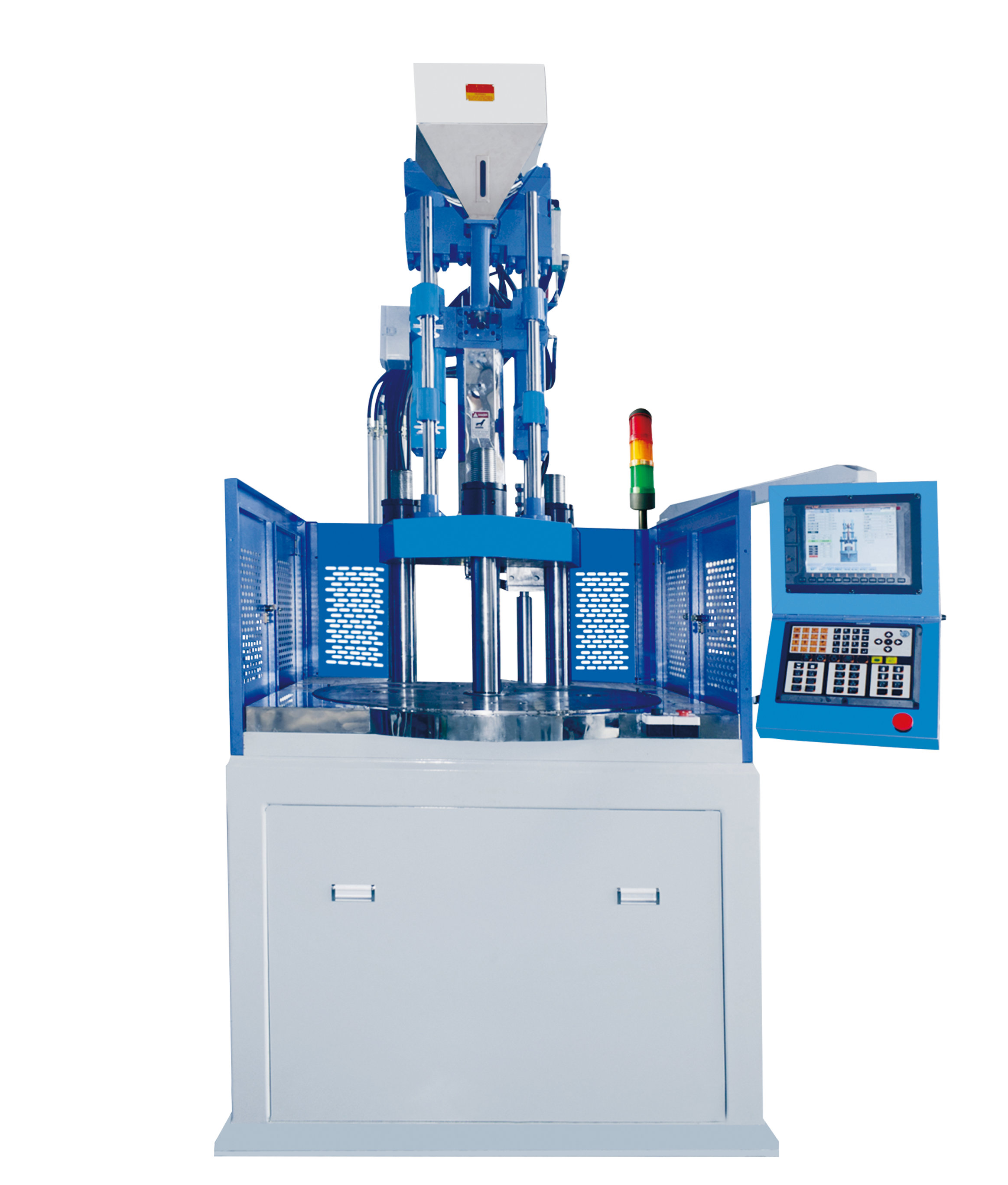 Seat bracket injection molding on vertical rotary table machine