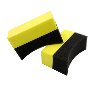 custom car cleaning sponge tire applicator dressing shine sponge U shape car wash polishing wax EVA tyre auto sponge