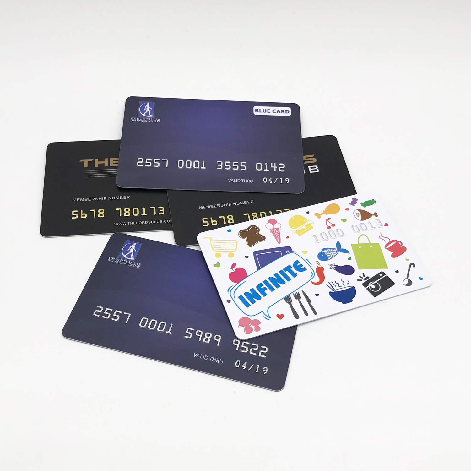 PVC membership card with gold and silver embossing card number