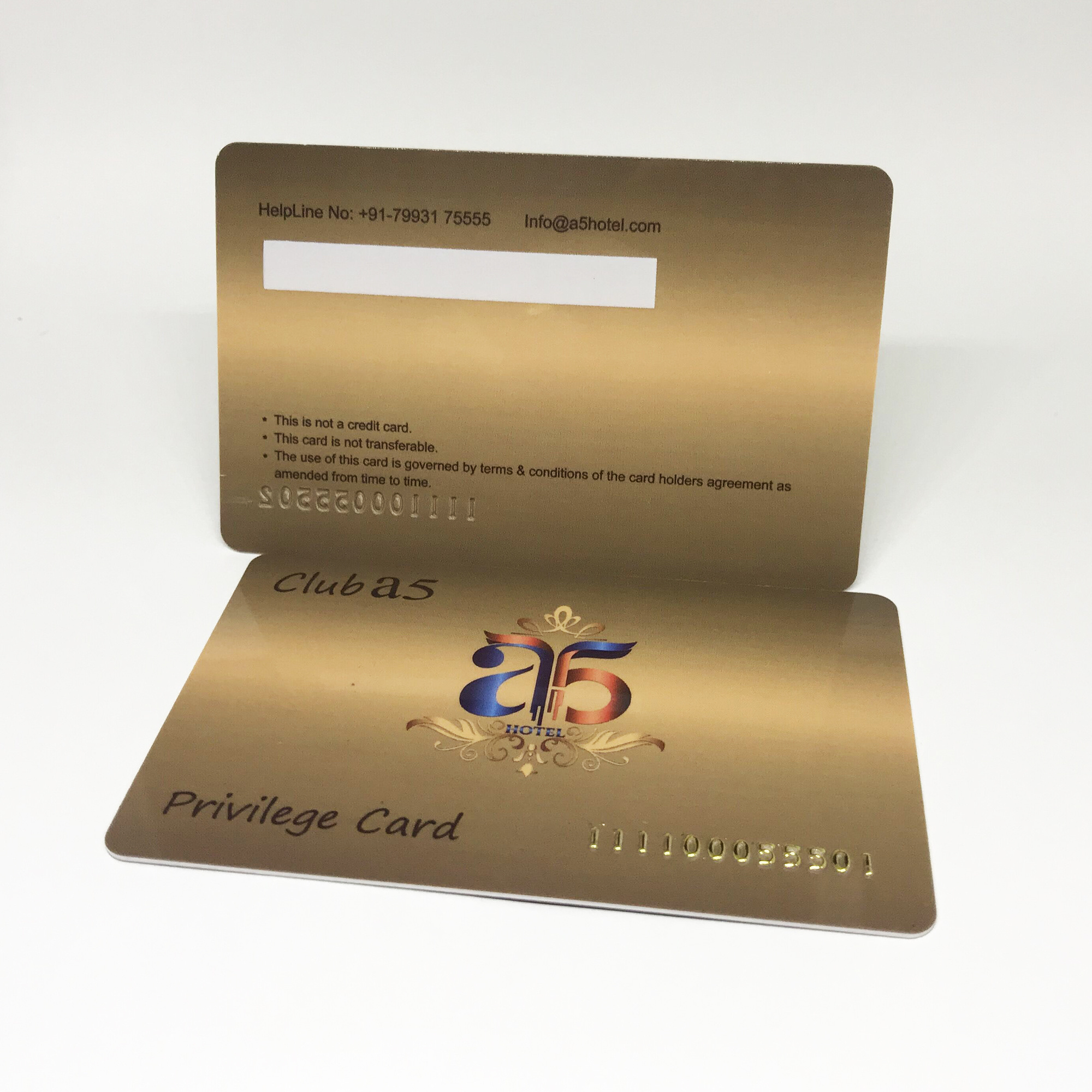 Custom credit card size business card with embossed number overlay for high quality Plastic business card