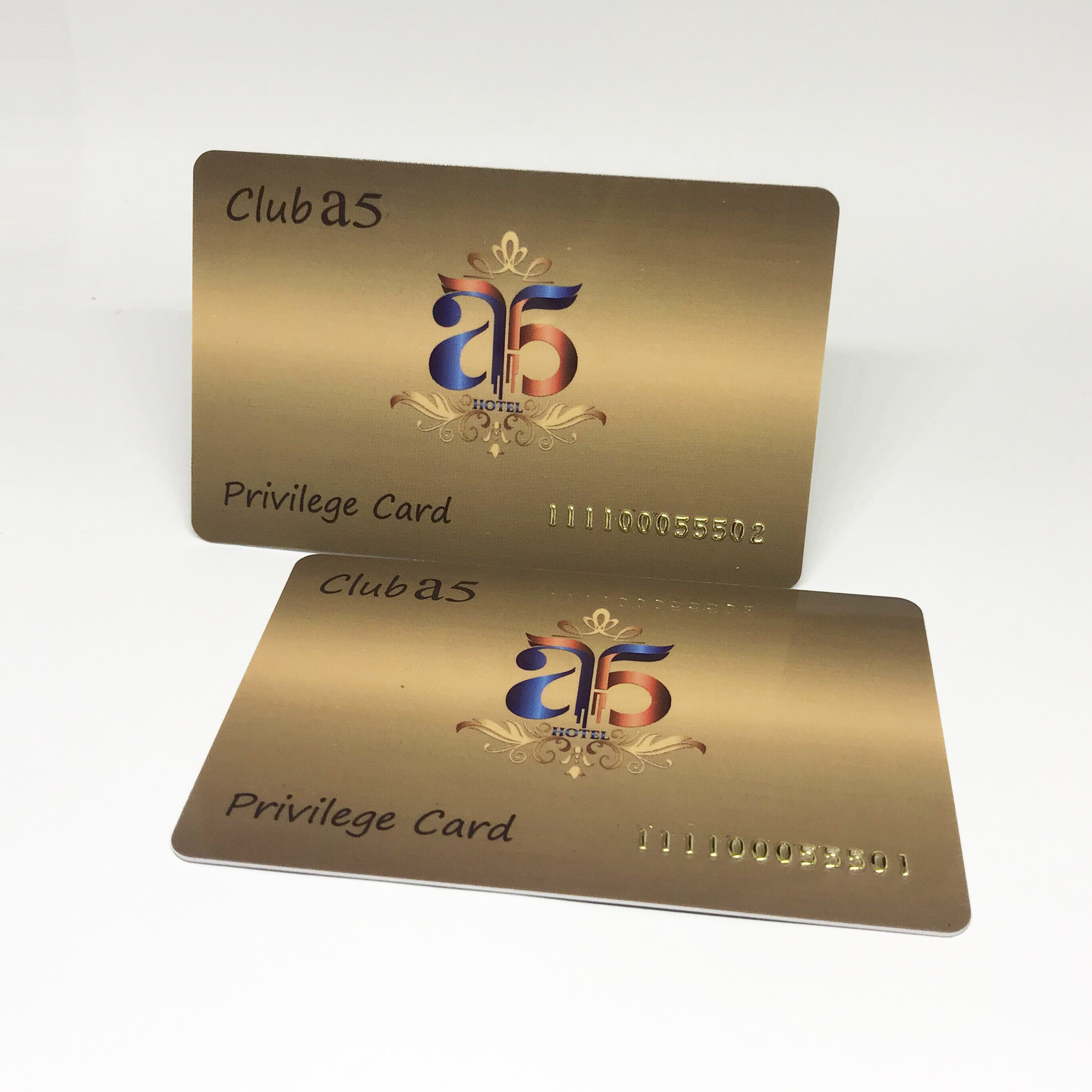 Custom credit card size business card with embossed number overlay for high quality Plastic business card