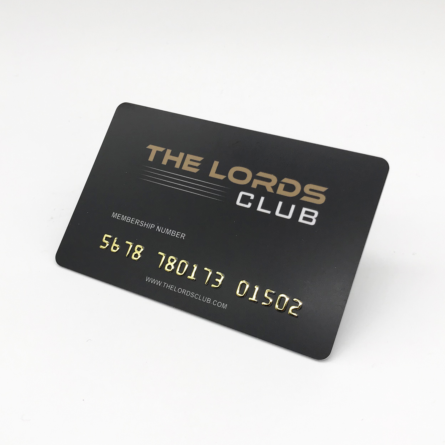 PVC membership card with gold and silver embossing card number