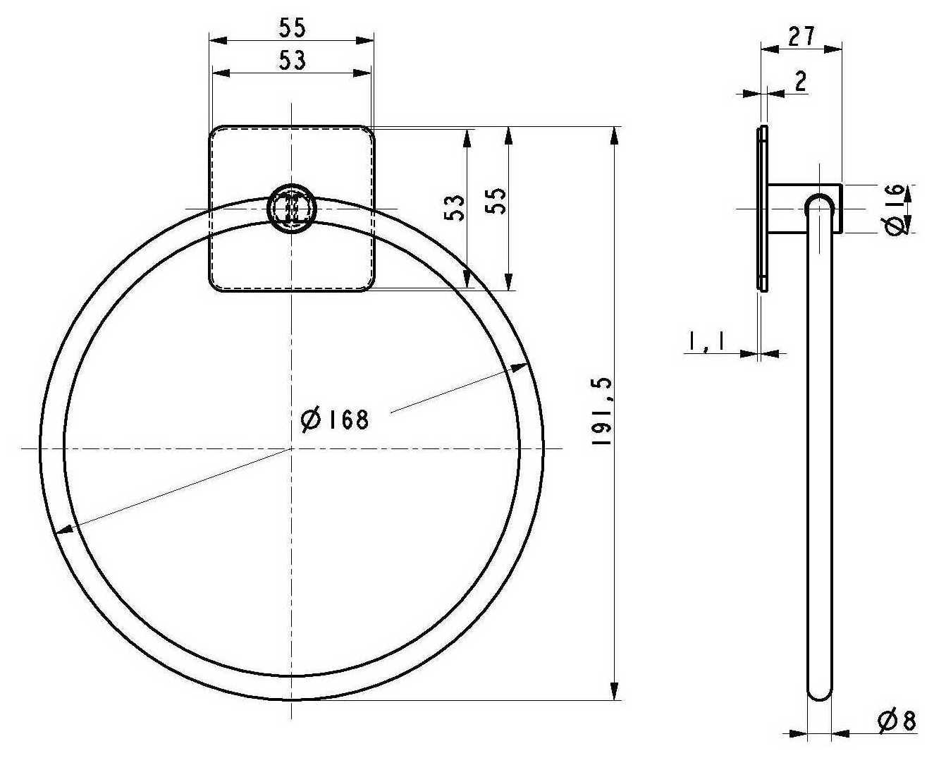 Self Adhesive Stainless steel towel ring hanging rack