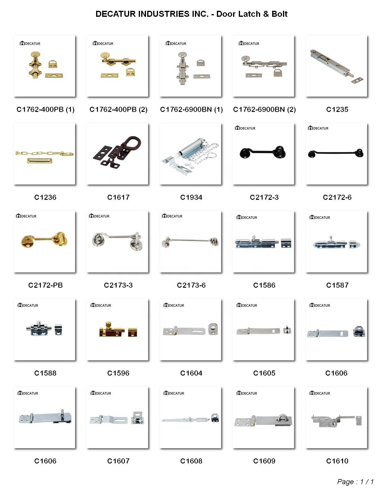 Aluminium Security Surface Door Dutch Door Bolt