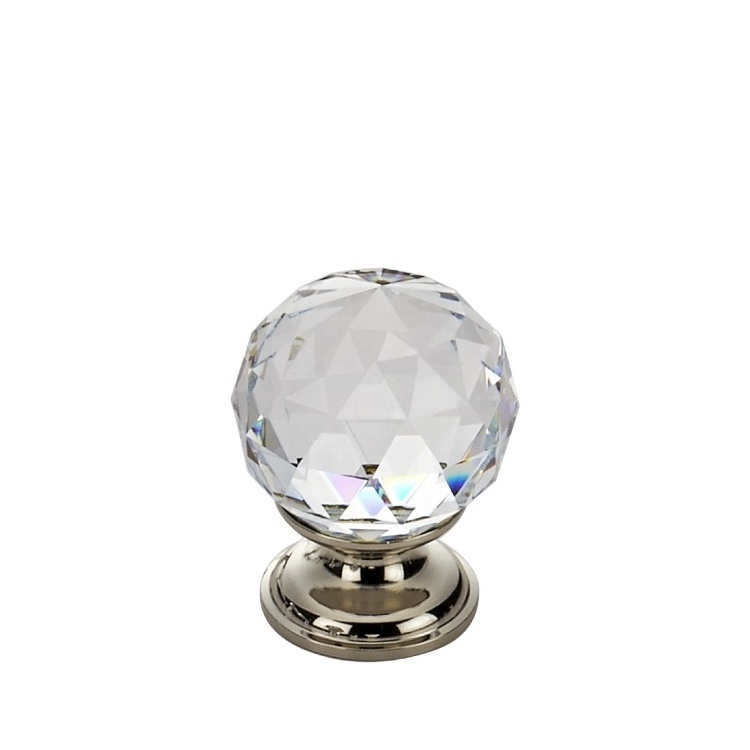 Crystal glass kitchen cabinet hardware door round knob