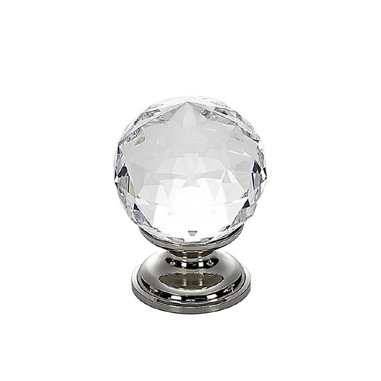 Diamond cut clear crystal glass furniture door crystal knob