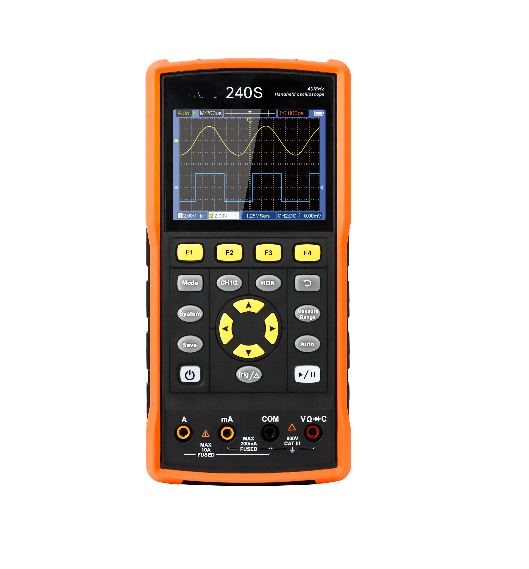 DECCA 240S China handheld Oscilloscope 2CH Channel 40MHz 125MSa/s Sampling Rate Dual-Channel multimeter Storage signal souce