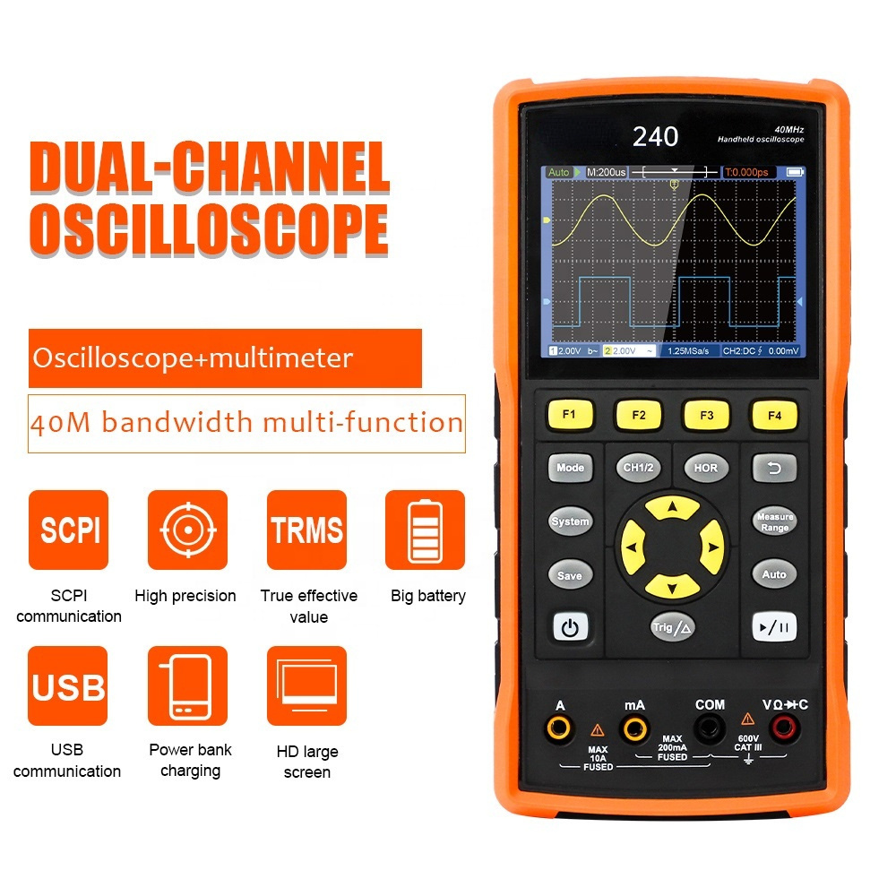 DECCA 240S China handheld Oscilloscope 2CH Channel 40MHz 125MSa/s Sampling Rate Dual-Channel multimeter Storage signal souce