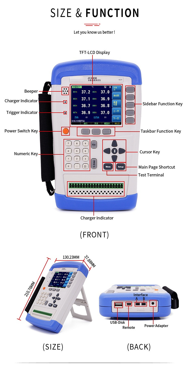 Digital thermocouple Temperature measuring instrument for industrial AT4808