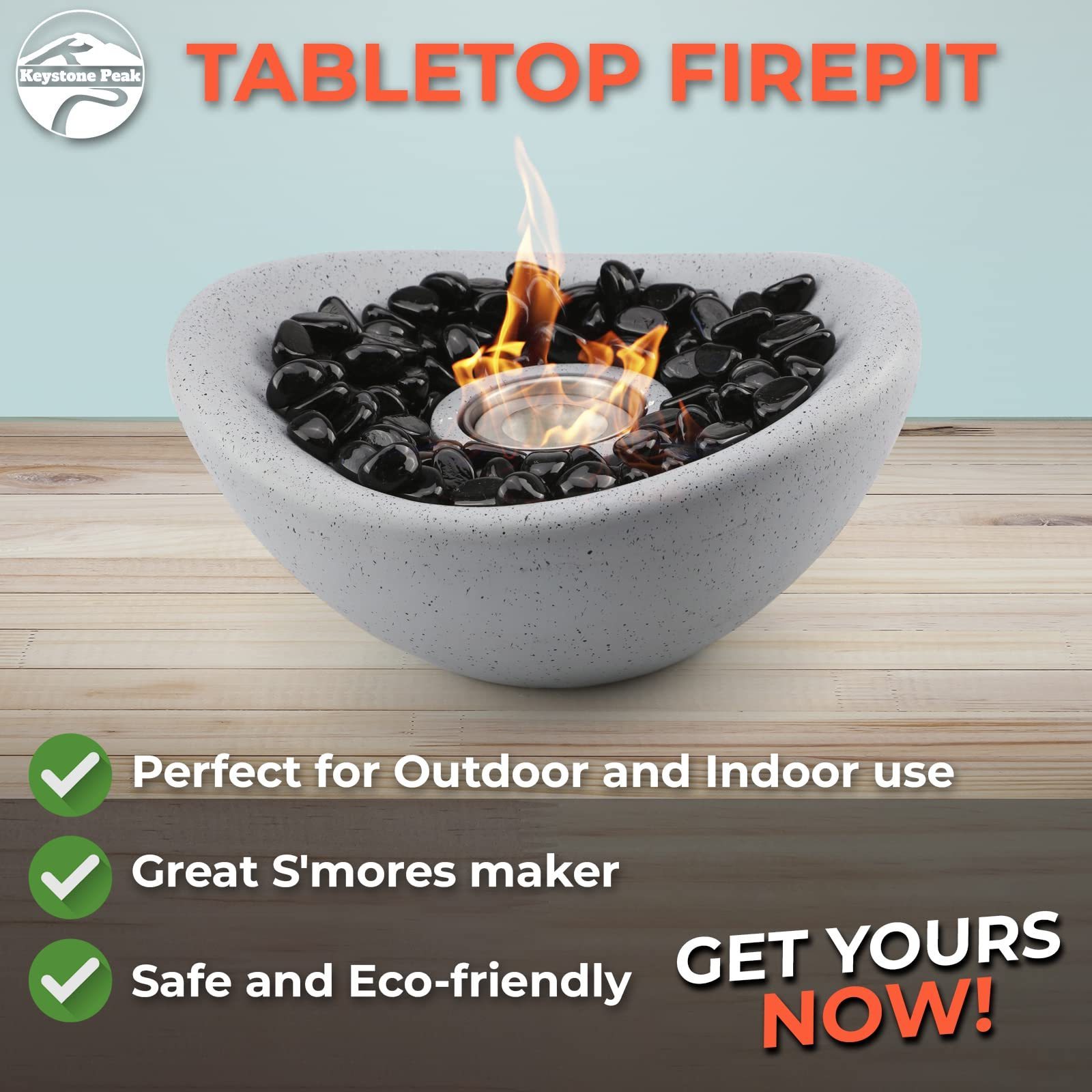 Tabletop Fire Pit Portable Fire Place Long Burning Smokeless Indoor Fireplace Table Top Fire Pit