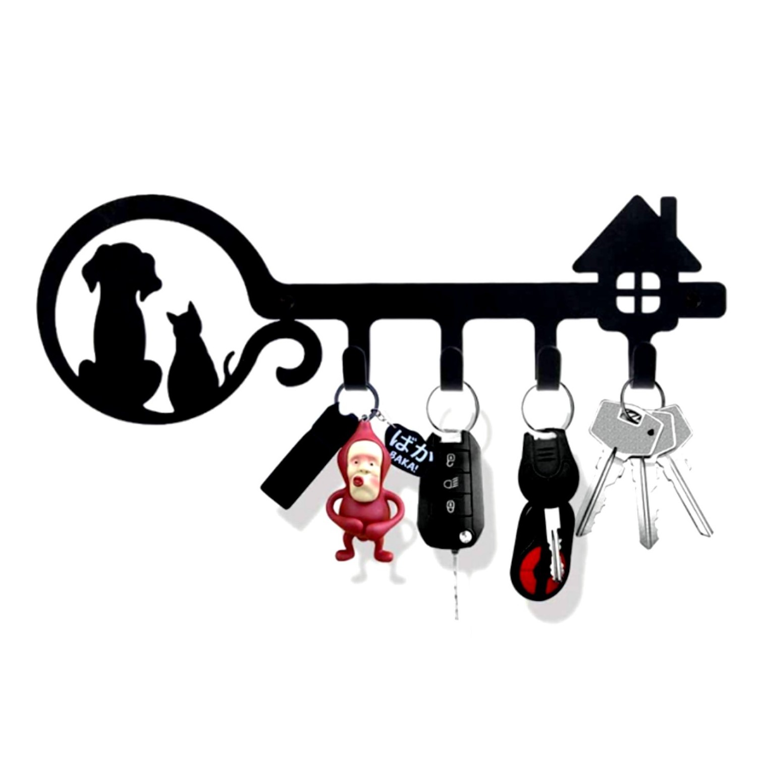 Custom Cartoon Cat Key Hook Wall Decoration Wall Mounted Clothes Hanger Coat Hook Key Holder Rack Metal Tools Multifunction