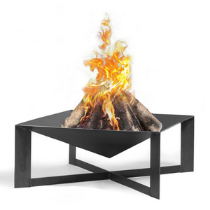 Small Steel Wood Burning Fire Pit with Cooking Backyard Patio Camping Brazier Square BBQ Grill Brazier Firepit Fire Bowl