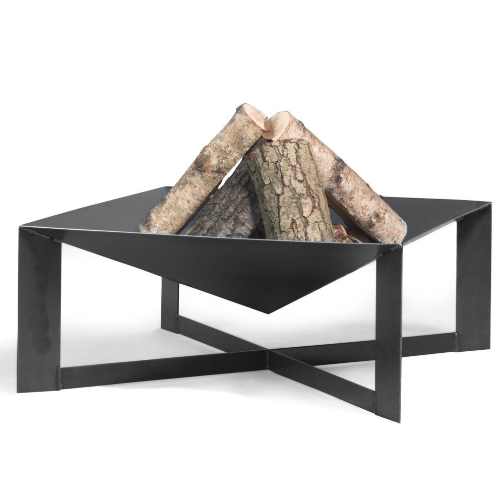 Small Steel Wood Burning Fire Pit with Cooking Backyard Patio Camping Brazier Square BBQ Grill Brazier Firepit Fire Bowl