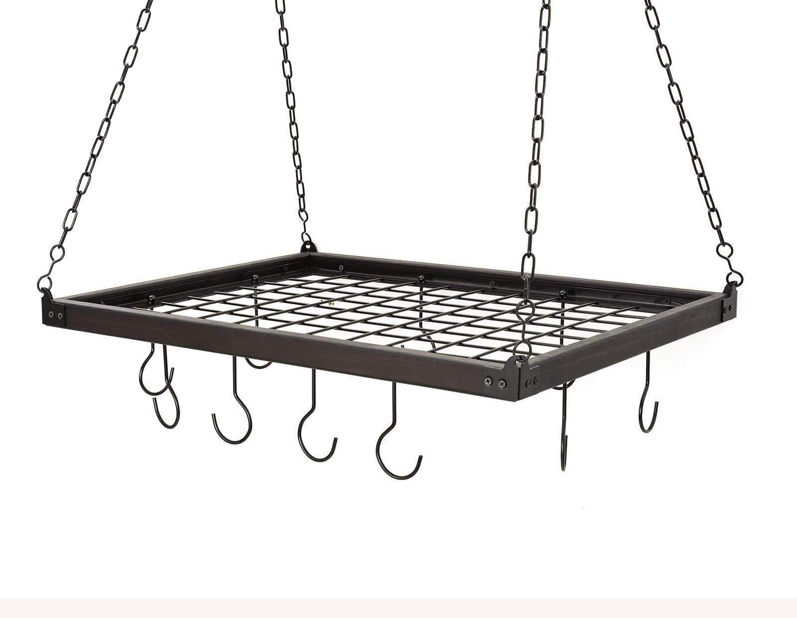 Shelf Grid Ceiling Mounted Hanging Multi-Purpose Metal Cookware Organizer Kitchen Storage Pot Rack