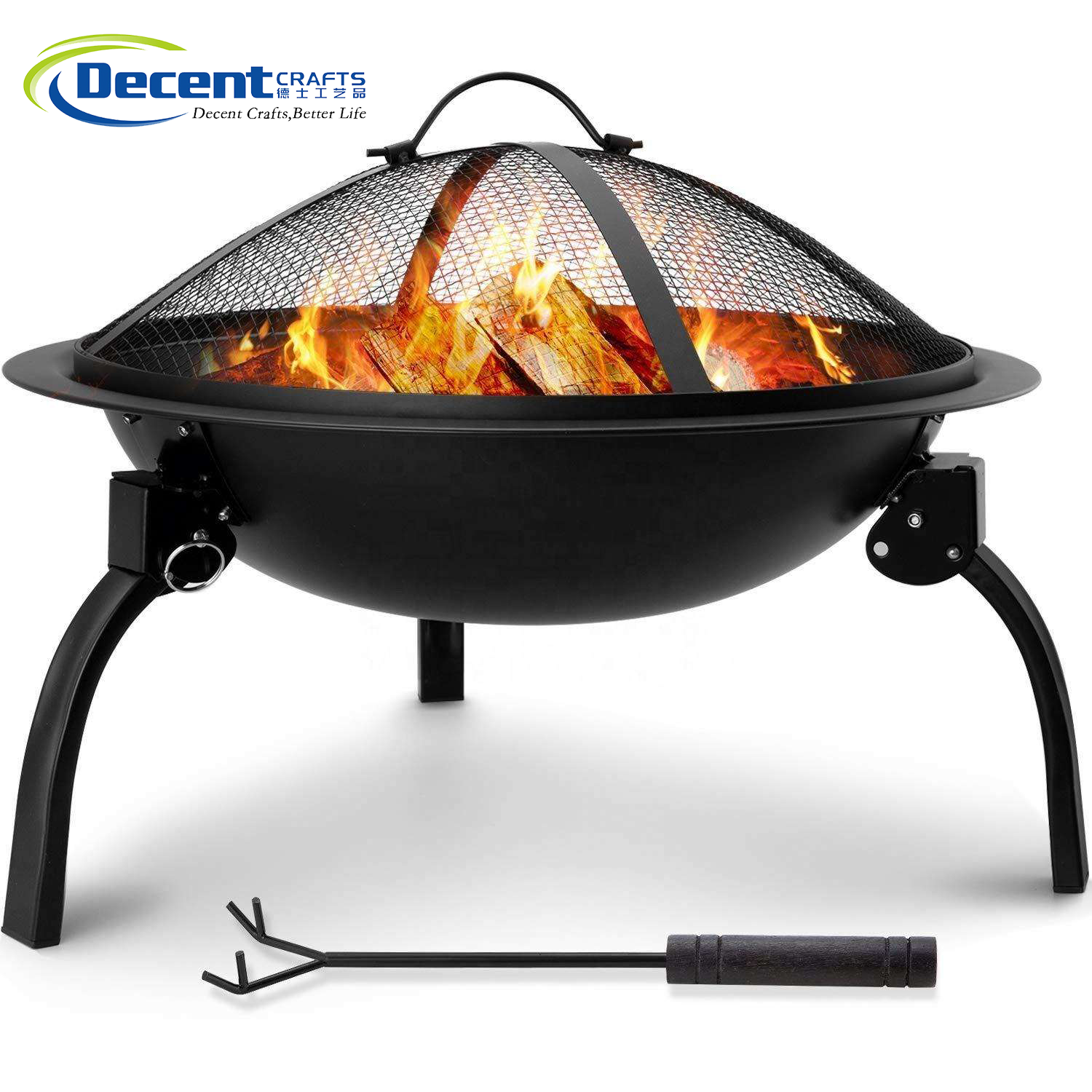 Heavy Duty Patio Fire Place Outdoor Garden Backyard Fire Pit  Bbq Fire Pit With Cooking Mesh Table Cover