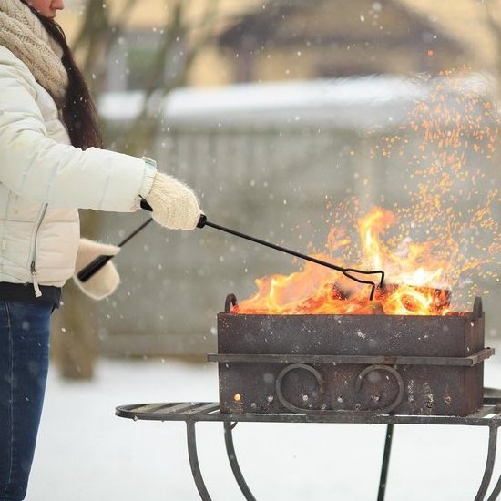 Fireplace Shovel Fire Poker Heavy Gauge Steel Heat Resistant Coal Shovel