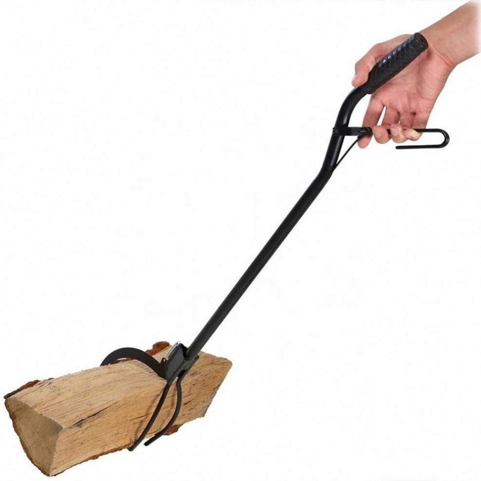 Indoor Outdoor Campfire Fire Tongs Fireplace Log Grabber Black Fire Pit Tong